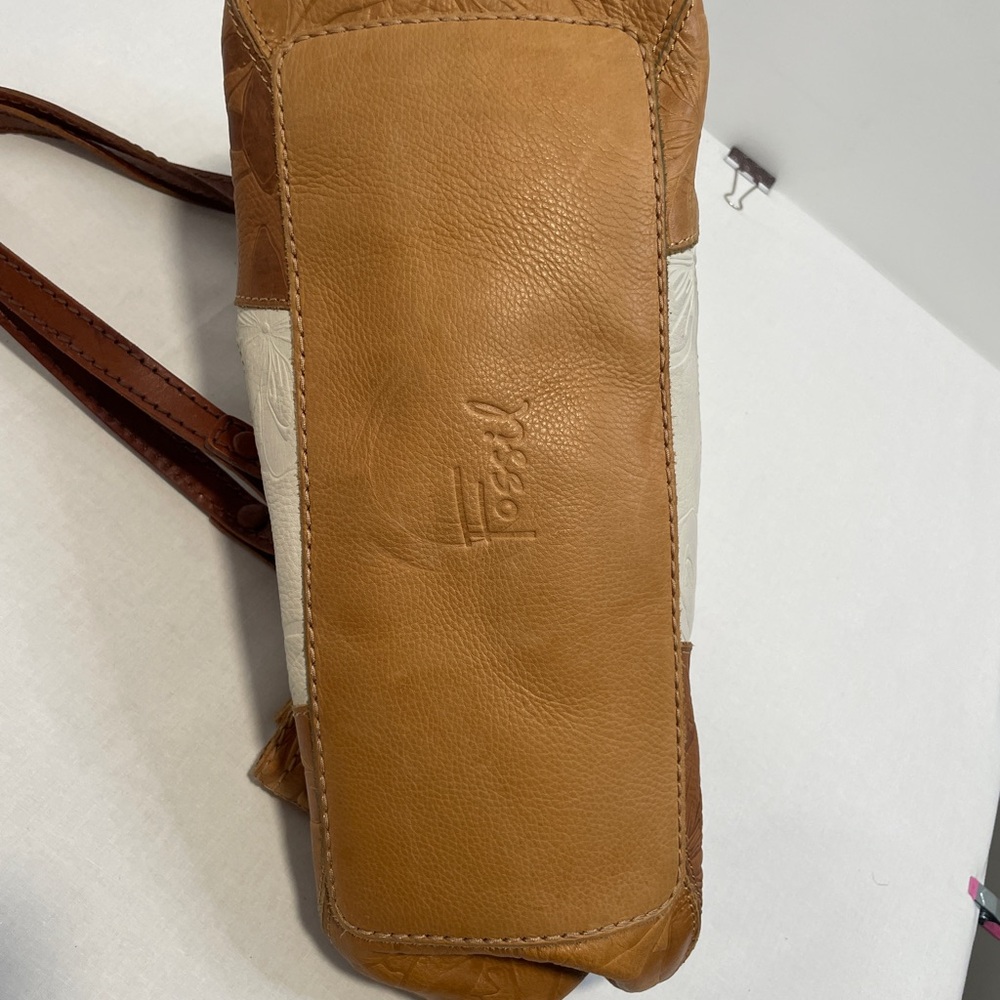 Fossil Patchwork Leather Tote Bag cottagecore flo… - image 3